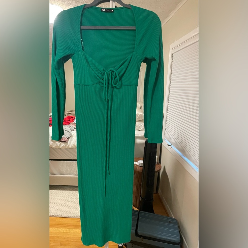 Zara Vibrant Green Long Sleeve Dress